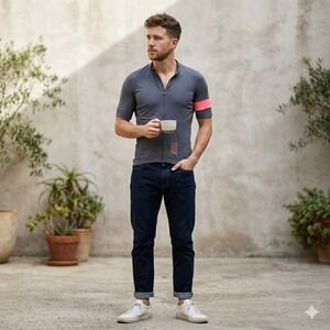 Rapha Pro Team Training Jersey II Men XL Gray Pink Full Zip Cycling Top Athletic